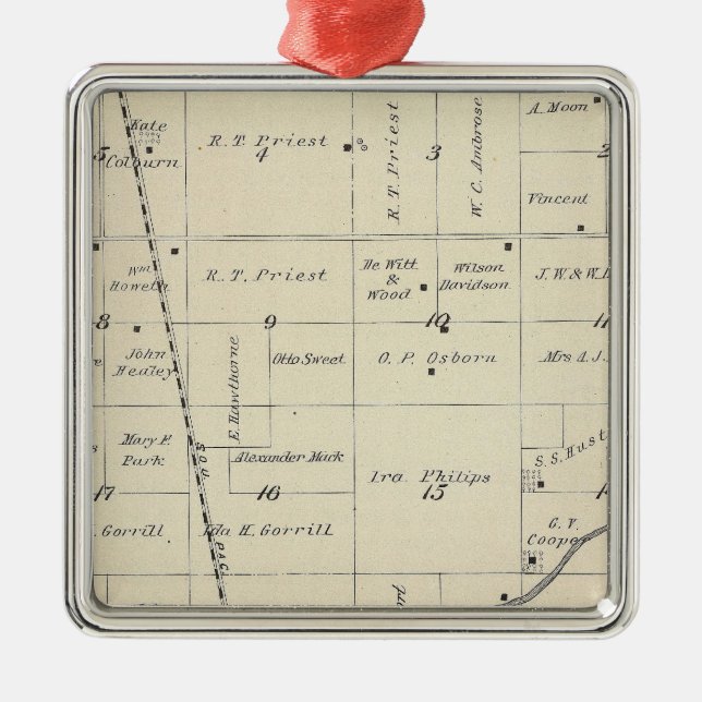 T23S R25E Tulare County Section Map Metal Tree Decoration (Front)