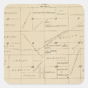 T24S R22E Tulare County Section Map Square Sticker