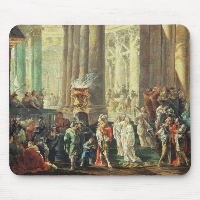 T28517 Capriccio of a Roman temple with Alexander Mouse Mat (Front)