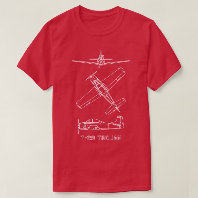 T28 Trojan American Military Trainer Plane Bluepri T-Shirt (Design Front)