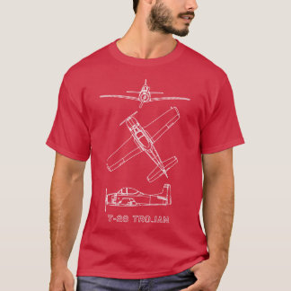 T28 Trojan American Military Trainer Plane Bluepri T-Shirt