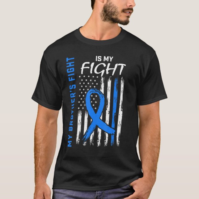 T2 Diabetes Awareness Brother American Flag His Fi T-Shirt (Front)
