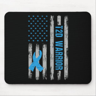 T2d Warrior Awareness American Flag Diabetic Diabe Mouse Mat