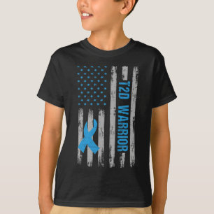 T2d Warrior Awareness American Flag Diabetic Diabe T-Shirt