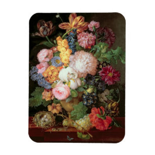 T30763 A Still Life of Flowers and Fruit (panel) Magnet