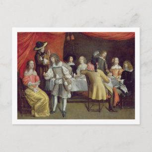 T30878 Elegant Company Dining Beneath a Red Canopy Postcard