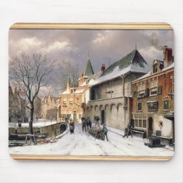 T31117 A View of a Dutch Town in Winter Mouse Mat (Front)