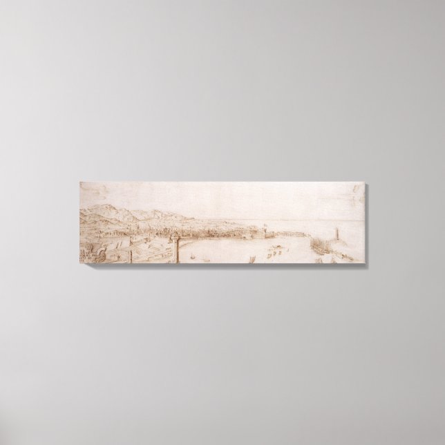 T31454 A Panoramic View of Livorno (pen & ink) Canvas Print (Front)