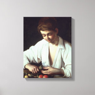T31971 A Young Boy Peeling an Apple Canvas Print