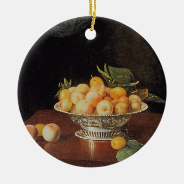 T32176 Still Life of Peaches, c.1700 Ceramic Tree Decoration (Front)
