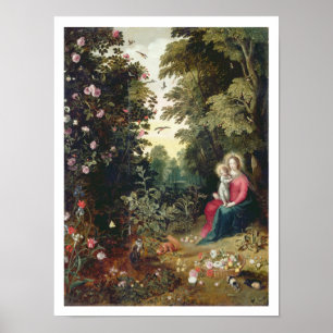 T32789 The Madonna and Child in a Landscape (panel Poster