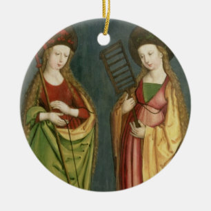 T32982 St. Margaret of Antioch and St. Faith, c.15 Ceramic Tree Decoration