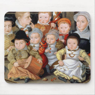 T33337 Portrait of a mother with her eight childre Mouse Mat