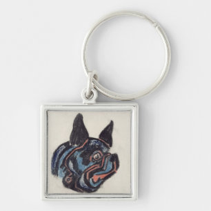 T35228 Dog (pastel on paper) Key Ring