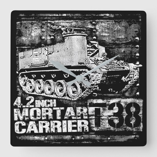 T38 4.2 inch Mortar Carrier Square Wall Clock (Front)
