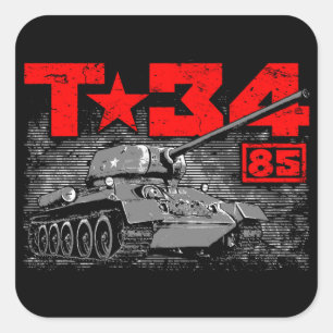T-34-85 Soviet medium tank Square Sticker