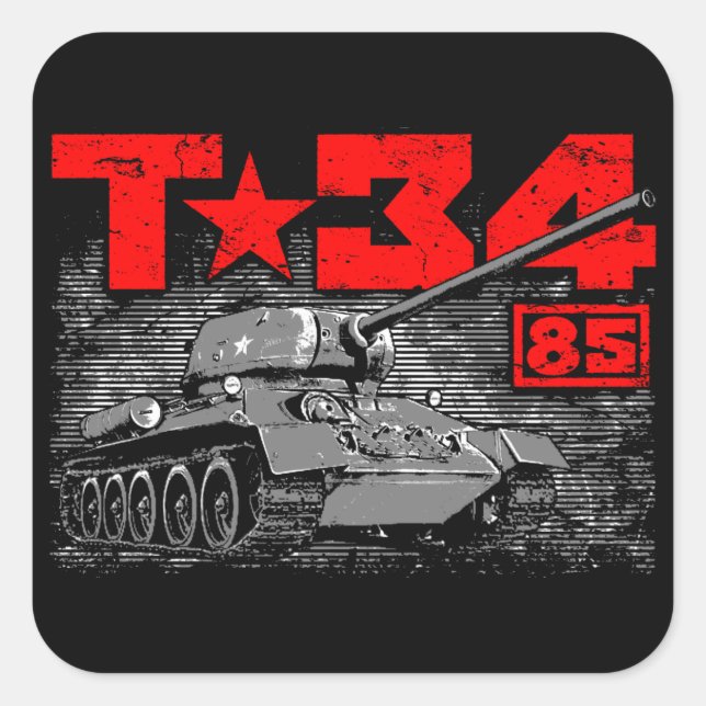T-34-85 Soviet medium tank Square Sticker (Front)