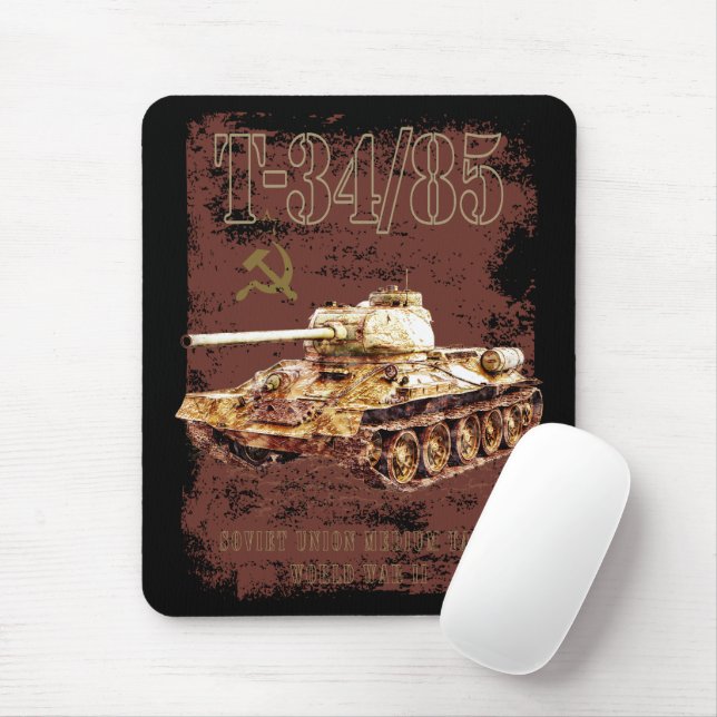T-34-85 Soviet Union Medium Tank of WWII and Flag Mouse Mat (With Mouse)