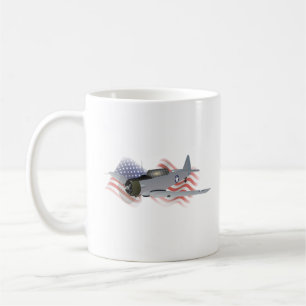 T-6 Texan Trainer Aircraft with American Flag Coffee Mug