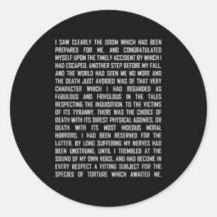 T And The Pendulum Edgar Allan E Etry Excerpt Prem Classic Round Sticker