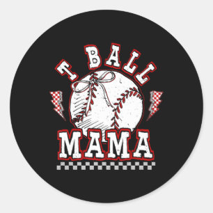 T-ball Mama Game Day Baseball Mum Softball Player Classic Round Sticker