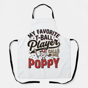 T-Ball Poppy Vintage Engraving Shirt Design_1 Apron