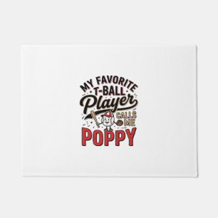 T-Ball Poppy Vintage Engraving Shirt Design_1 Doormat