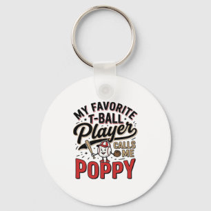 T-Ball Poppy Vintage Engraving Shirt Design_1 Key Ring