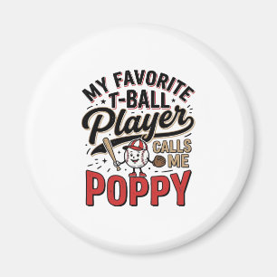 T-Ball Poppy Vintage Engraving Shirt Design_1 Magnet