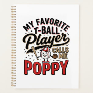 T-Ball Poppy Vintage Engraving Shirt Design_1 Planner