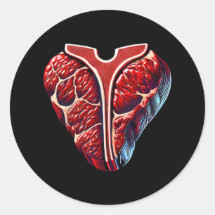 T-bone Steak Bbq Meat Lover Classic Round Sticker