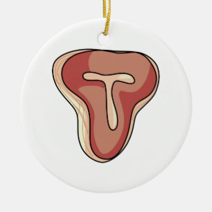 T-Bone Steak Ceramic Tree Decoration