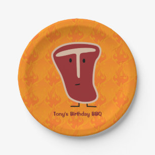 T-bone steak meat protein grilled beef fat bone paper plate