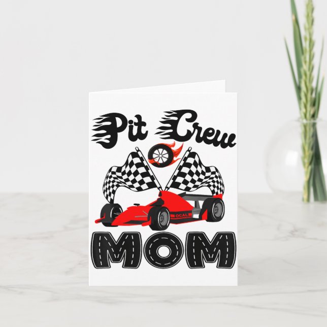 T Crew Mom Racing Car Birthday Boy Family Matching Card (Front)