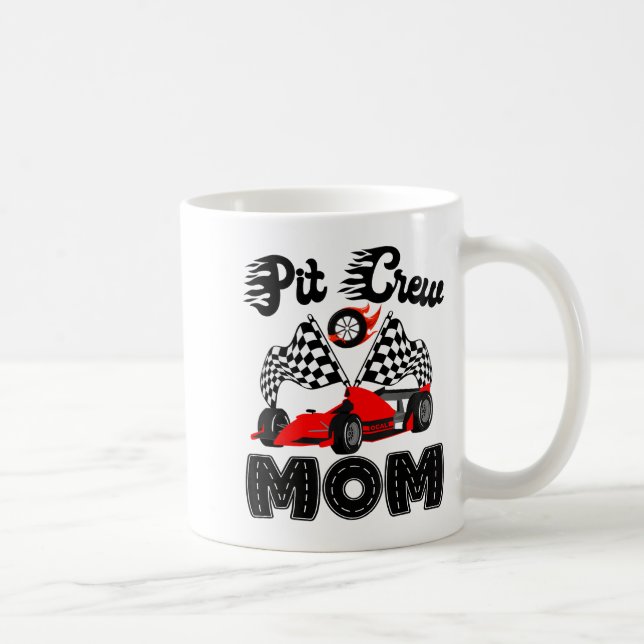 T Crew Mom Racing Car Birthday Boy Family Matching Coffee Mug (Right)