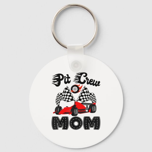 T Crew Mom Racing Car Birthday Boy Family Matching Key Ring (Front)