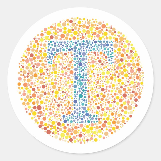 “T” Eye Test Letter Classic Round Sticker (Front)