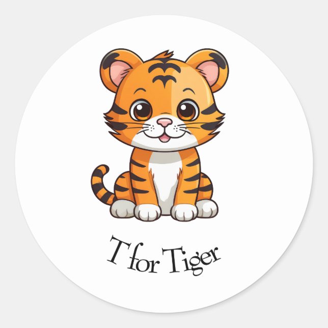 T for Tiger Classic Round Sticker (Front)