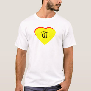 "T" Heart Yellow Red Wedding Invitation The MUSEUM T-Shirt