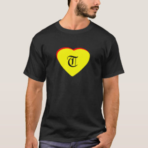 "T" Heart Yellow Red Wedding Invitation The MUSEUM T-Shirt