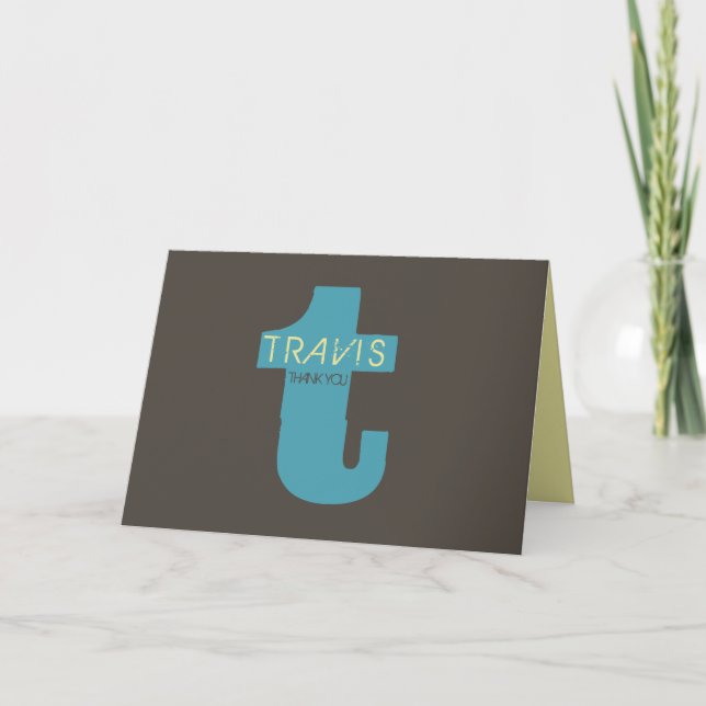 T Initial Collection Bar Mitzvah Thank You Card (Front)