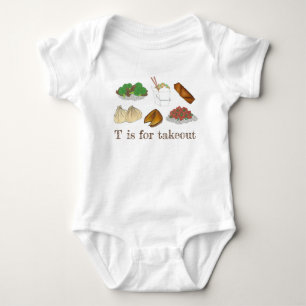 T is for Takeout Chinese Restaurant Takeaway Food Baby Bodysuit