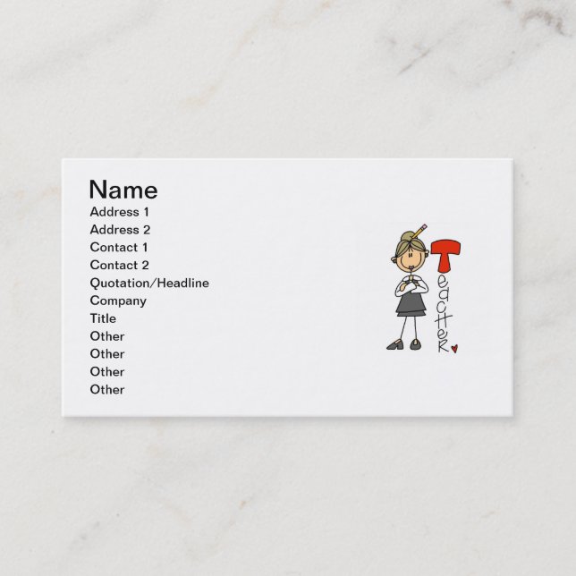 T is for Teacher Business Card (Front)