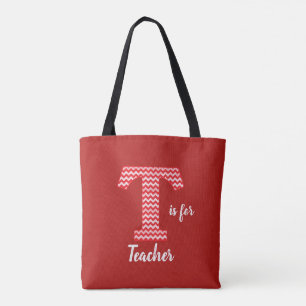T is for Teacher Red Tote Bag