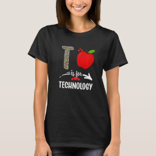 T Is For Technology  Leopard Technology Teacher Sq T-Shirt
