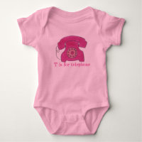 T is for Telephone Pink Rotary Dial Phone Retro