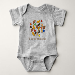 T is for Trail Mix Nuts Seeds Camping Hiking Food Baby Bodysuit