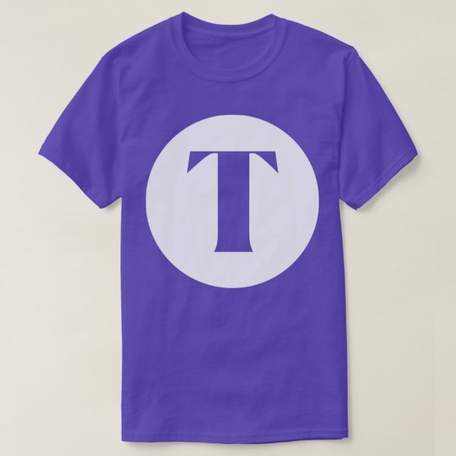 T Letter Initial Monogram T-Shirt (Design Front)