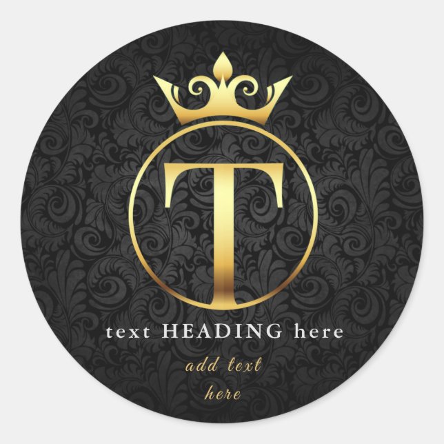 T - Letter Monogram Round Sticker (Front)