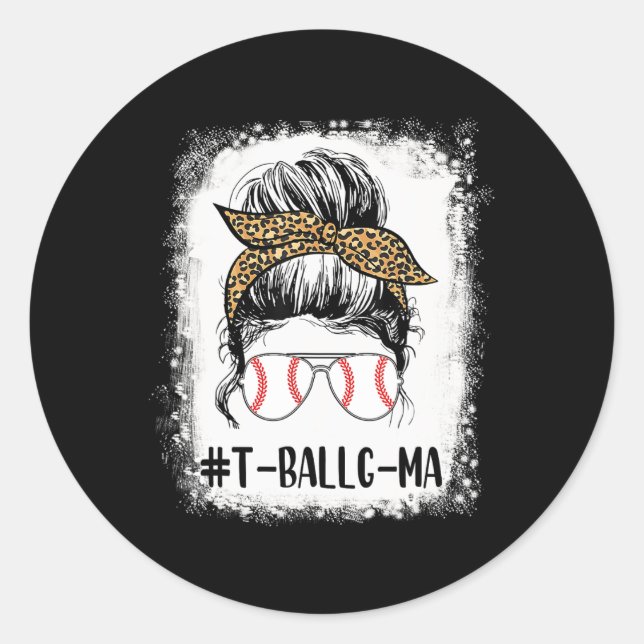 T-ll G-ma Life Messy Bun Leopard Print Softll  Classic Round Sticker (Front)